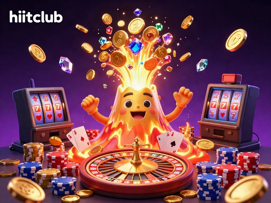Experience the thrill with link hitclub, featuring a magical eruption of coins and treasures in vibrant casino settings.