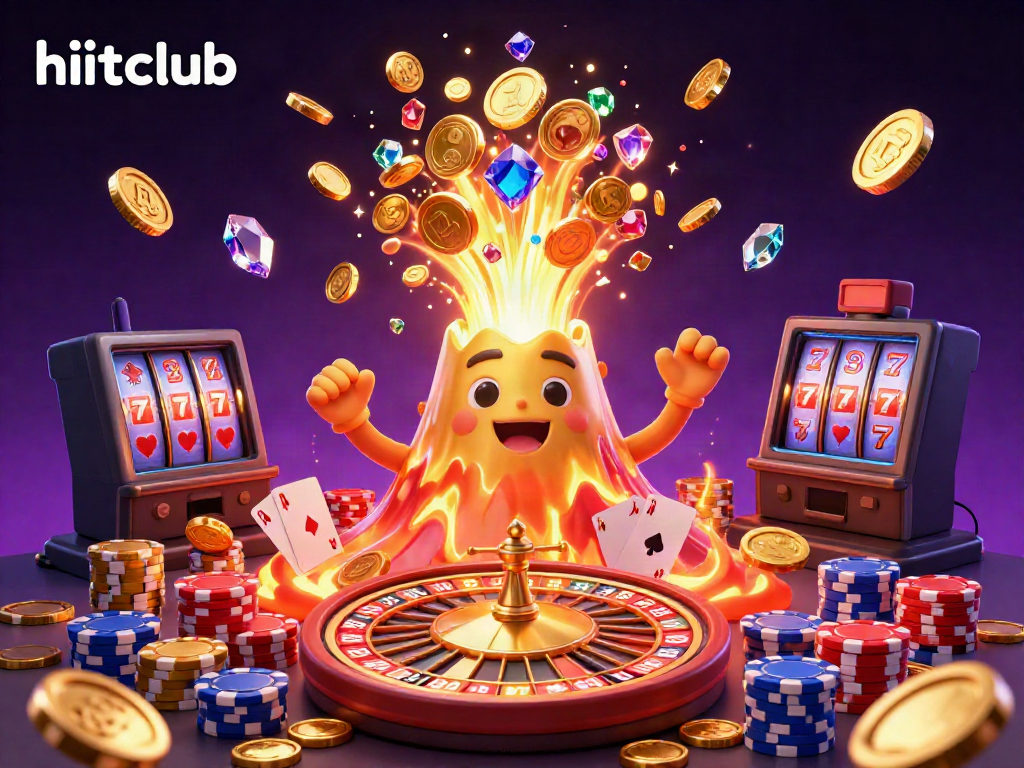 Experience the thrill with link hitclub, featuring a magical eruption of coins and treasures in vibrant casino settings.